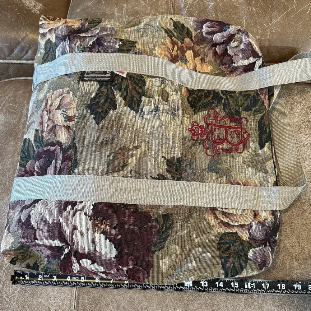 Grandmillennial Floral Tapestry Weekender Tote Bag Monogram B USA Made Travel